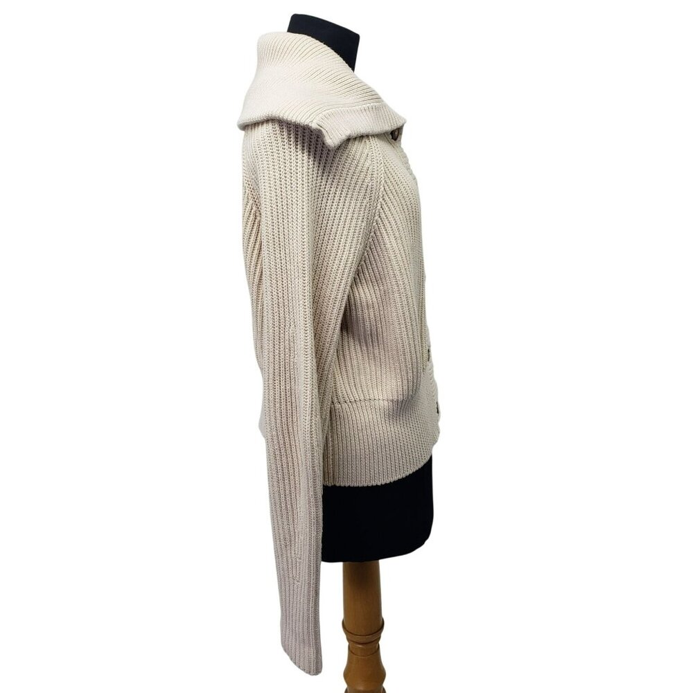 G. Label by Goop GWYN Cream Bella Button Bomber Cardigan Sweater Minimalist - Picture 16 of 16